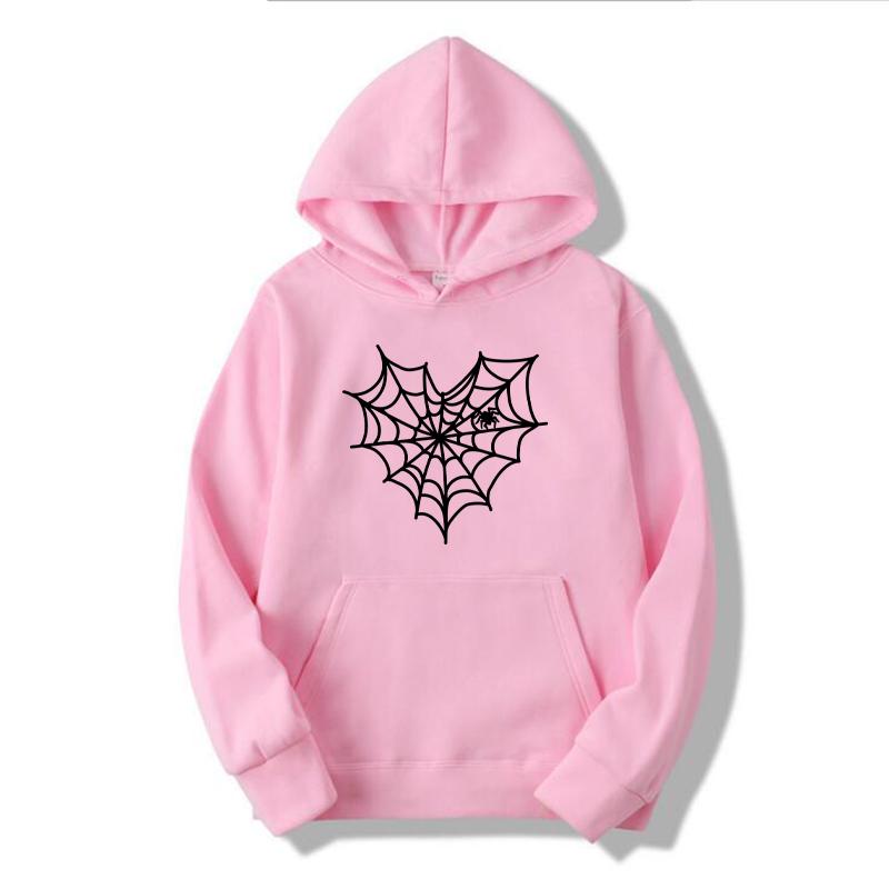 Hoodies Men Women Spider Web Pattern Print Spring Autumn Fashion Casual Pocket Lover Couple Streetwear Unisex Sweatshirts S-4XL
