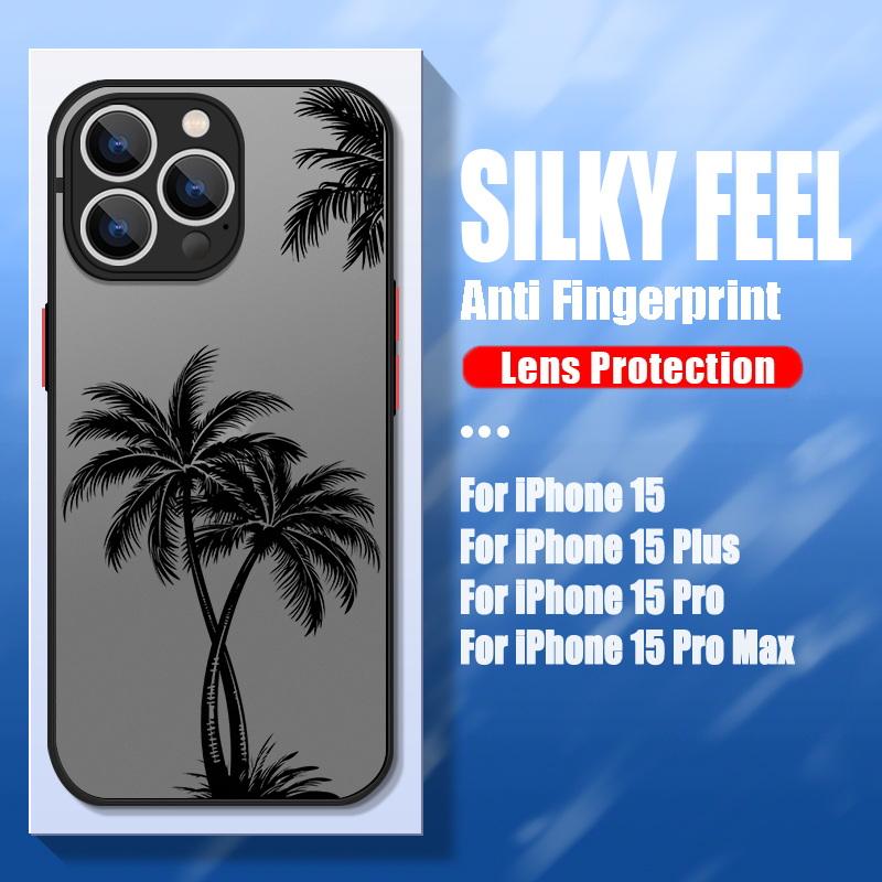 Coconut Tree Case For iPhone 17 15 14 Pro Max Coque iPhone 11 12 13 16 Pro Max Air Luxury Hybrid TPU+PC Hard Back Cover Fundas