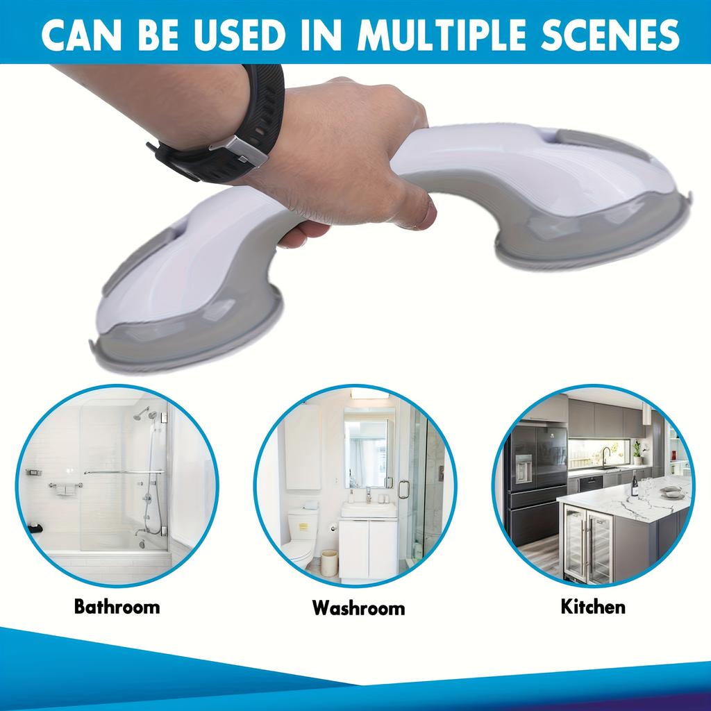 2PCS Suction Cup Grab Bars No Drill Shower Handles for Elder Adjustable Height Non-Slip Rail Toilet Fall Prevention Handrail