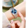 OLEVS Popular Women's Blue Waterproof Watch with Stainless Steel Band and Date Display, Analog Quartz Movement, Perfect As a Gift for Stylish Women, S