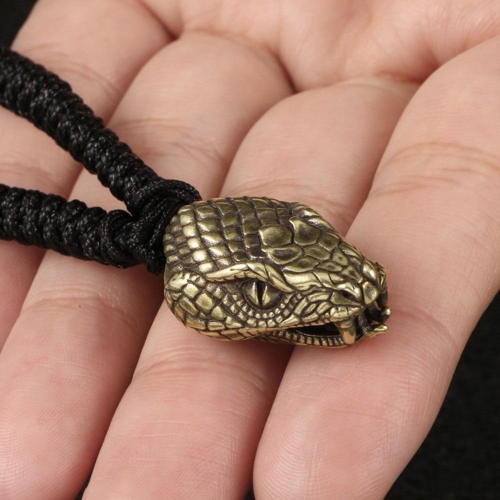 Antique Style Snake Head Pendant Vintage Paracord Lanyard Bead  Keychain Accessories