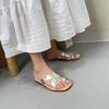 Johnature Flat Bottom Slippers Fashionable Rubber Anti Slip Comfortable Genuine Leather Women's Outdoor Slippers