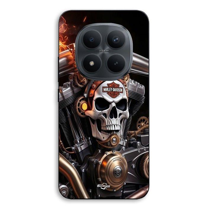Handyhülle - MANIACASE - Xiaomi Redmi Note 15 Pro 5g - Silikon TPU - Mechanischer Totenkopf - Harley Davidson