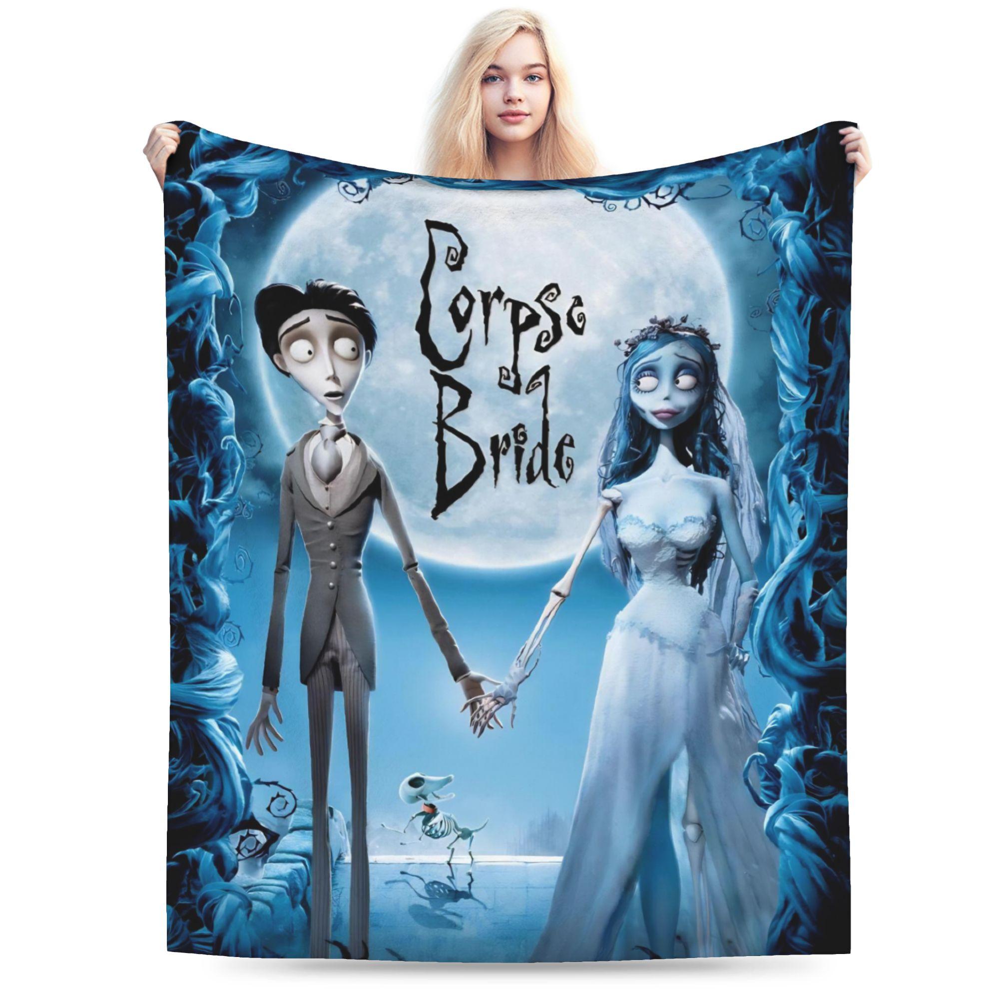 Corpse Bride Emily And Victor Blanket Flannel Print Portable Soft Throw Blankets for Sofa Bedroom Bedspread 75X95CM