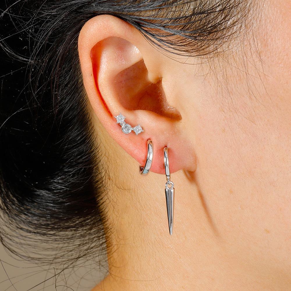 2pcs Stainless Stee Pendant Hoop Earring Trendy Punk Hip-hop Rivet Piercing Earrings For Women Gothic Party Wedding Jewelry Gift