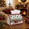 1pc Traditional Winter Village Tissue Box - Santa Sleigh Reindeer Napkin Storage Box, Suitable for Rolls/Facial Tissues/Single Sheets, Multi-Functiona