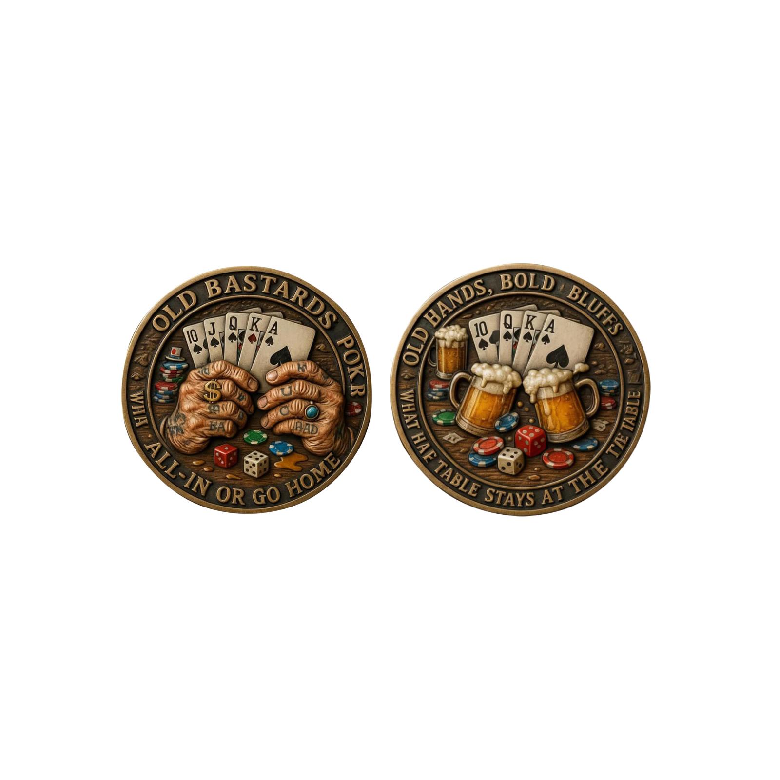 

Old Bastard Poker Club Challenge Coin, Interesting Coin, Veterans, Novel Gifts One Size білий
