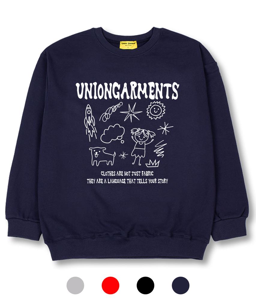 UNION GARMENTS Cutie Girl Sketch French Terry Oversized Sweatshirt