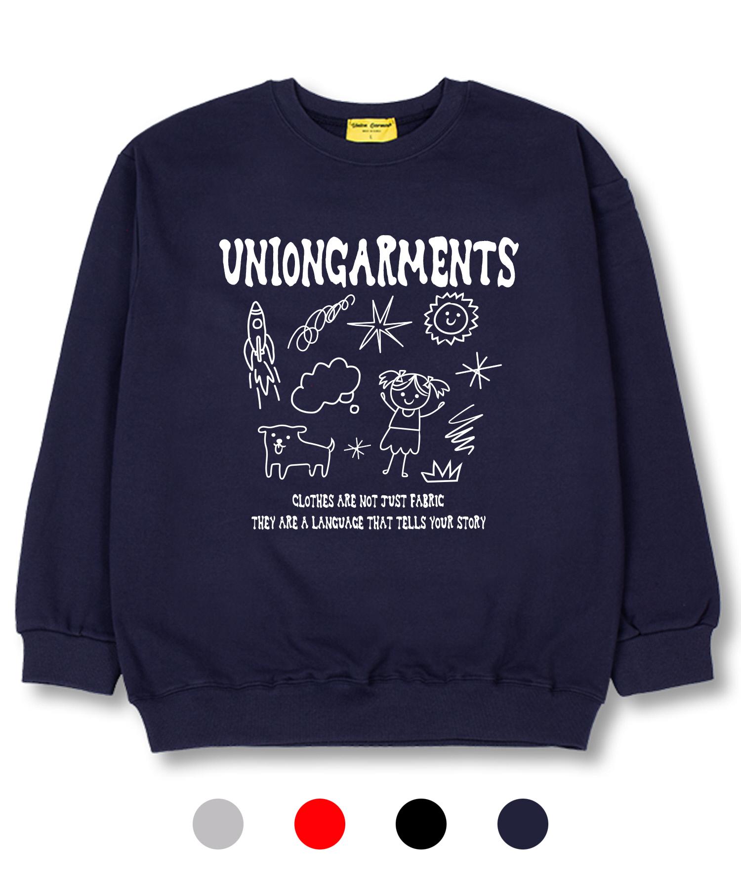 Union Garments Cutie Girl Sketch French Terry Oversized Sweatshirt Black/M