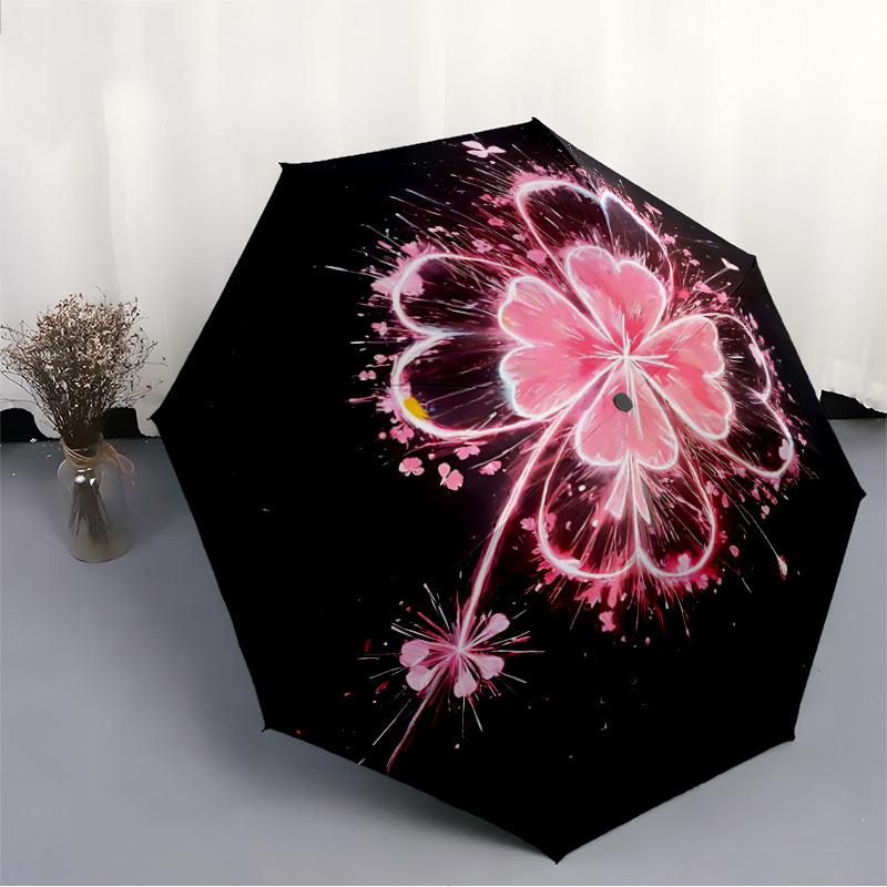 1pc Floral Sparkle Automatic Open/Close Umbrella Compact Folding Umbrella, All-Season Portable Umbrella for Women/Men124