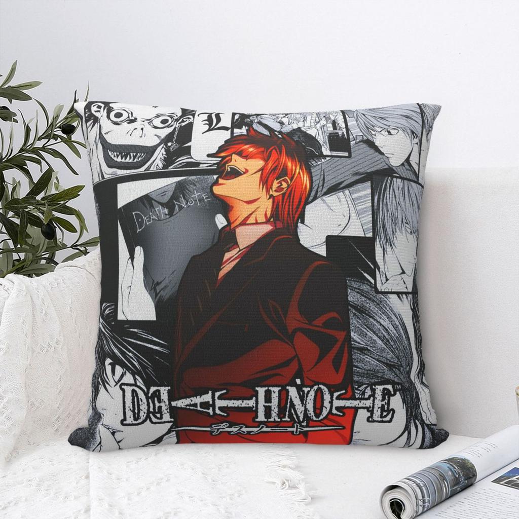 Anime Death Note Light Yagami Square Pillow Case Shinigami Cushion Covers Awesome Zippered Decor Pillowcase For Home 18"X18"