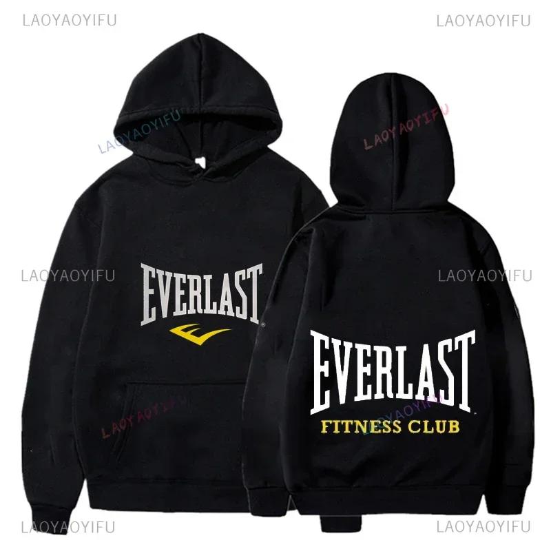 Funny Leisure Everlast Logo Font Graphic Hombre Sweatshirt Pullover Male black Hoodies Hot Product Classic Harajuku Streetwear