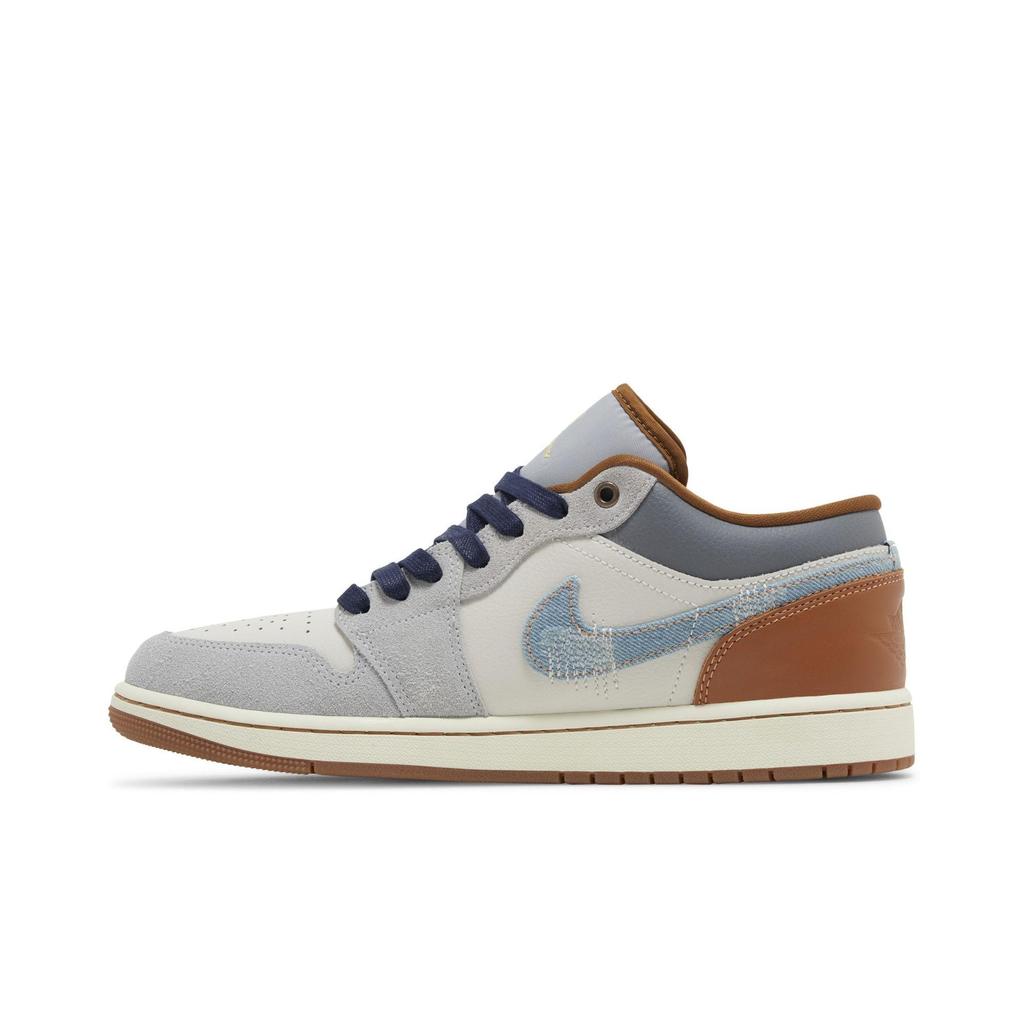 Air Jordan 1 Low SE 'Repaired Denim Swoosh' (Unisex) Phantom / Coconut Milk / Amber Brown / Star Blue Vintage Basketball Shoes FZ5042 041
