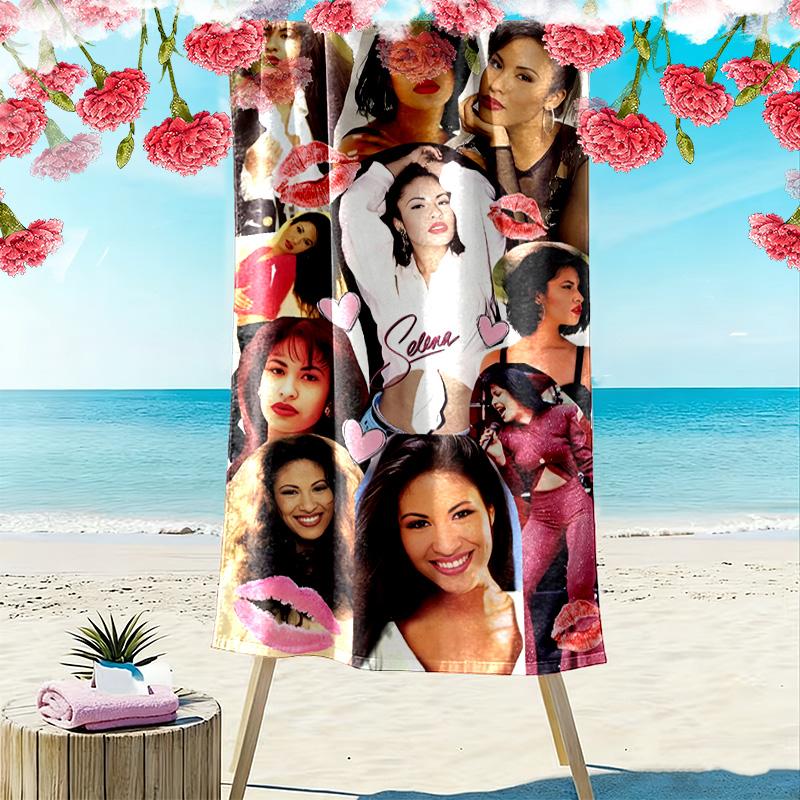 Selena Quintanilla Print Beach Towel, Large Soft Quick Dry Towel for Beach Camping Swimming