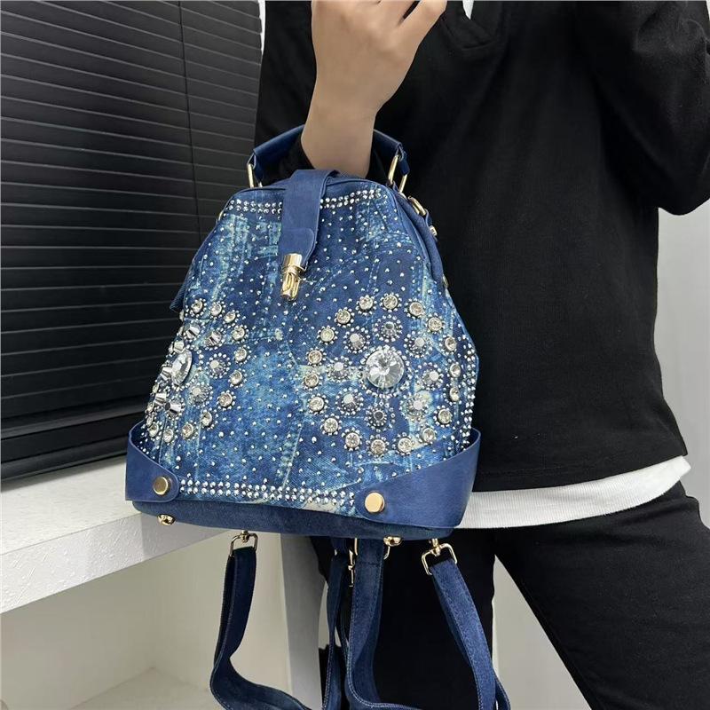 Ladies Elegant Sun Flower Backpack Temperament Diamond-Encrusted Multifunctional Shoulder Bag