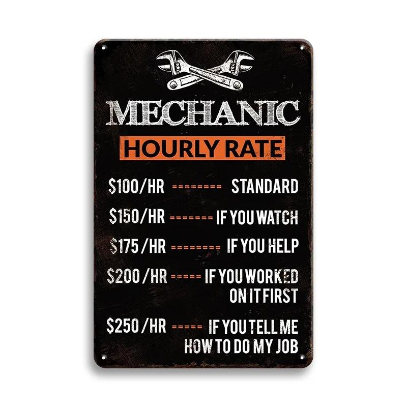 

Retro Mechanic Hourly Rate Metal Sign - Wrench Tool Vintage Iron Wall Art for Garage/Workshop/Home/Bedroom, Hanging Decor 20x30cm（7.8x11.8inch）