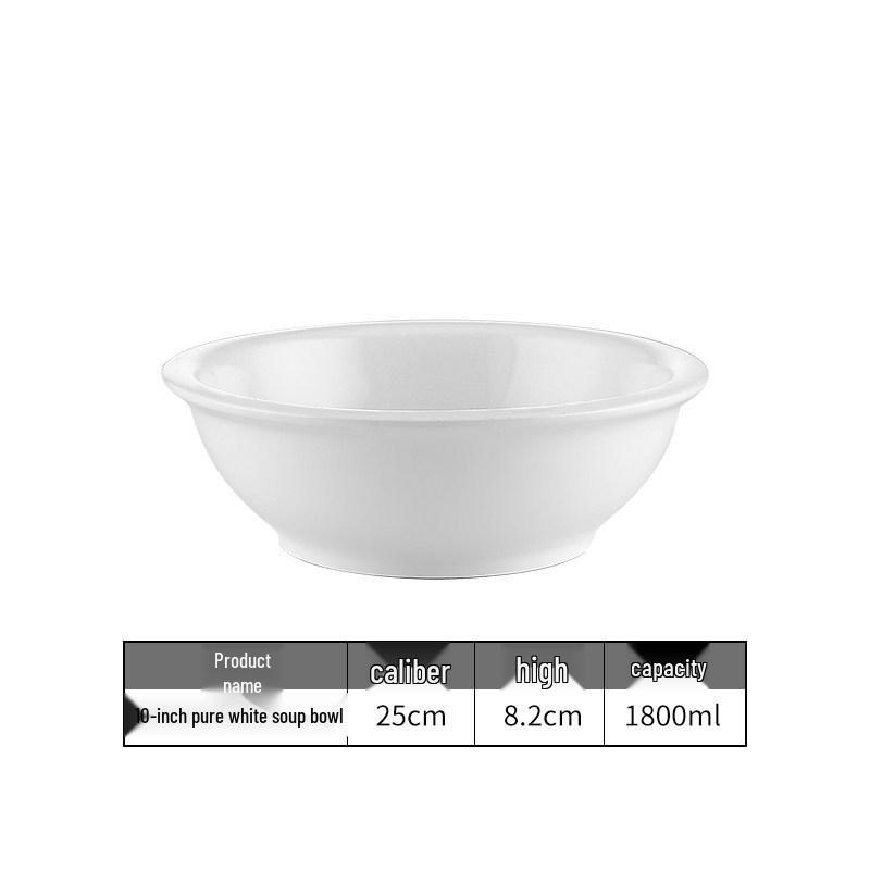 Large Pure White Ceramic Soup Bowl for Home or Restaurant.