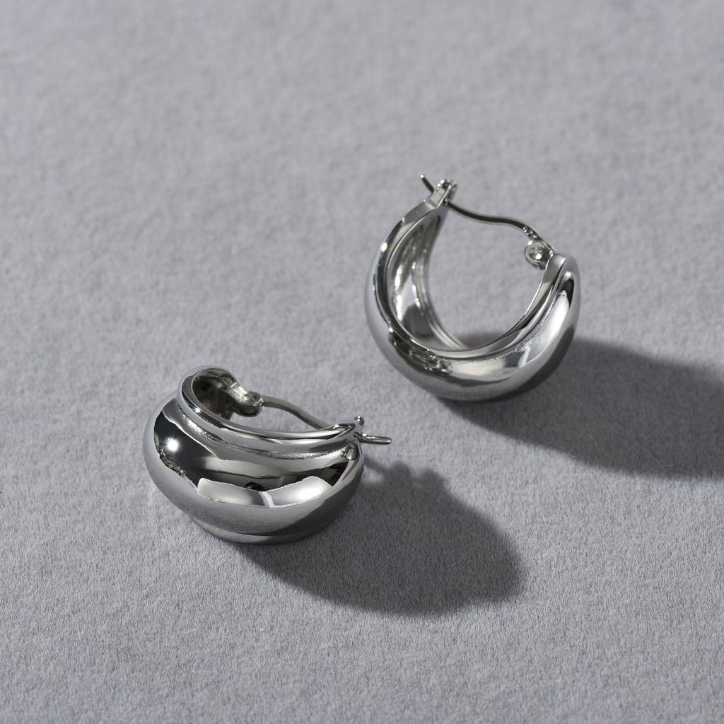 Premium Metal Copper Plated 18K Real Gold Concave-Convex Ring Ear Buckle 925 Silver Needle Fashion Simple Temperament Earrings Women