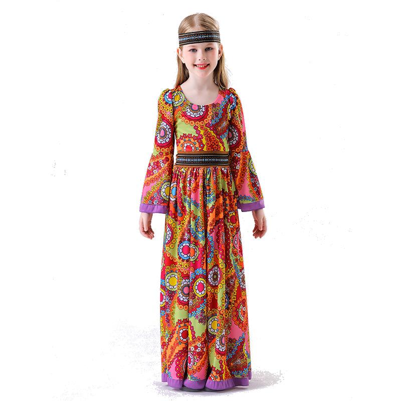 Cosplay10-10s Vintage Disco Halloween Costume Carnival Ball Hall Performance Costume Children's Female Performance Costume