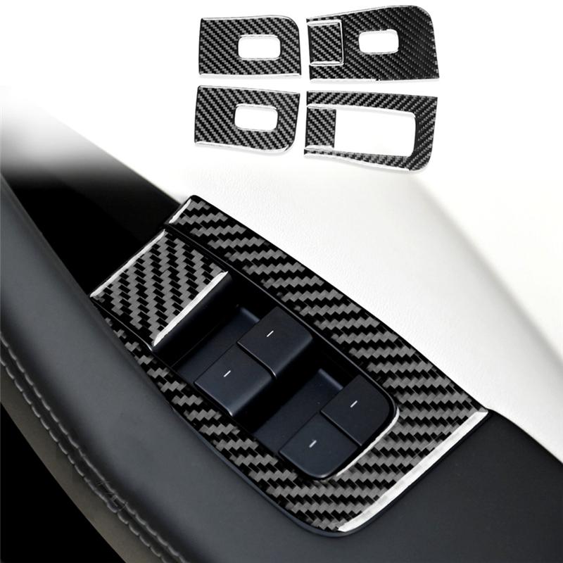 Soft Carbon Fiber For Tesla Model 3 Highland 2024 Car Window Lifter Switch Cover Trim Sticker Interior Accessories