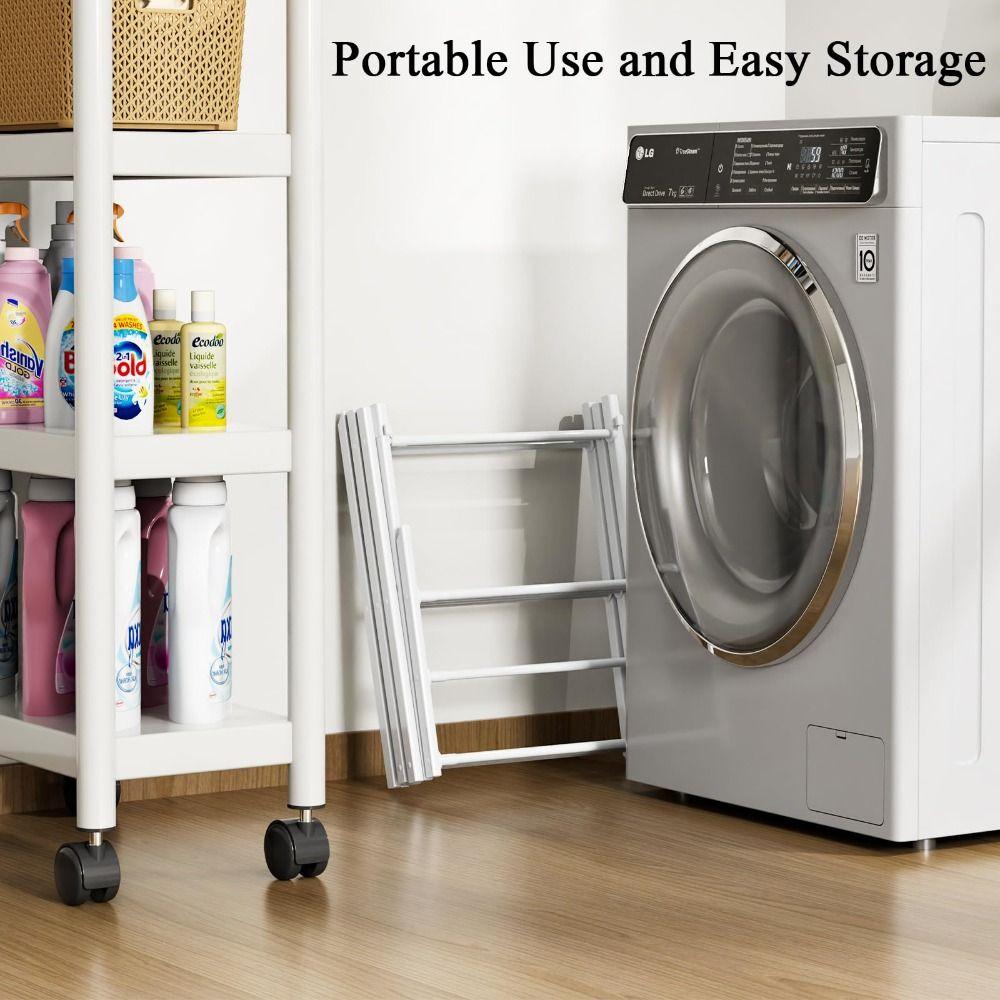 Überdimensioniertes 3-stufiges Wäscheständer Leichtes Metall Ausziehbarer Kleiderständer Zusammenklappbar Rostfrei Boden-Trockenstange Camping