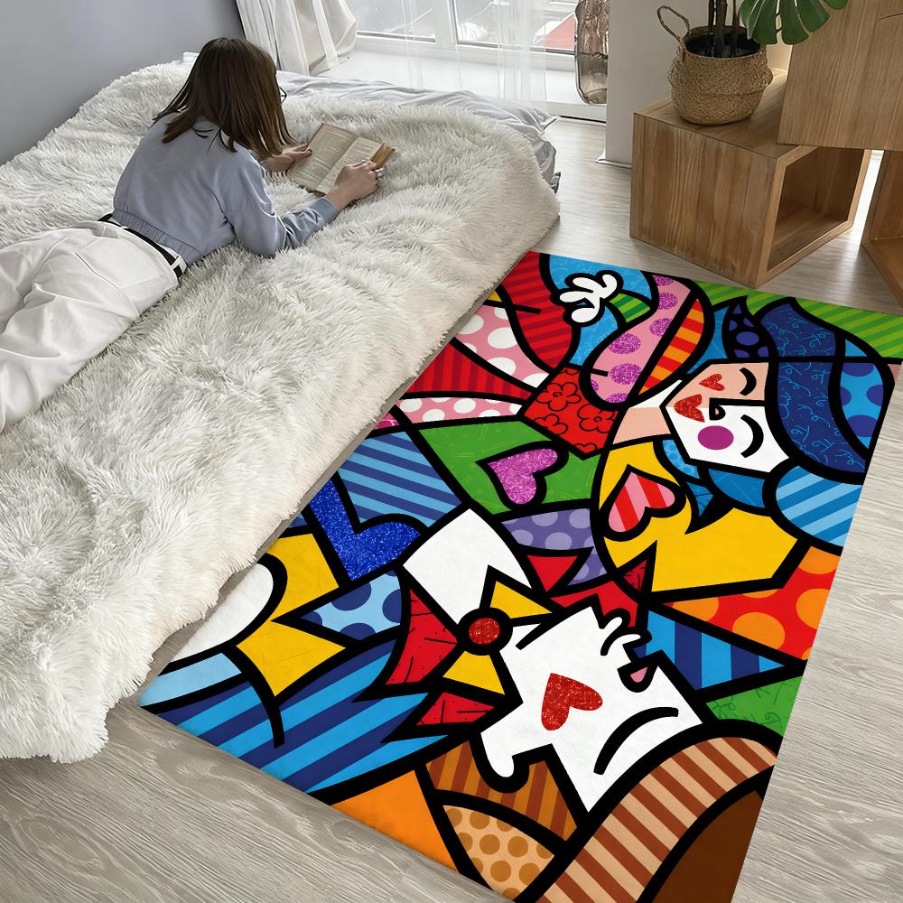 Colors R-Romero B-Britto Art Floor Mat Soft Thickened Absorbent Non-Slip Bedroom Living Room Door Mat Home Decor Flannel Rugs