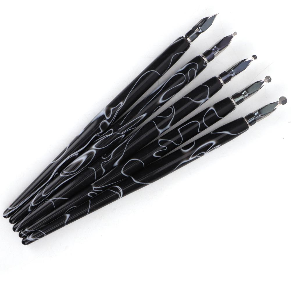 5 Pcs Acrylic Pen Flat Round Cartoon Tip Painting Tool Art Supplies(Black Cartoon Round Tip)