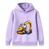 Kids Hooded Sweatshirt Cute Cartoon Excavator Print Casual Long Sleeve Pullover Hoodie for Boys Girls Daily Wear