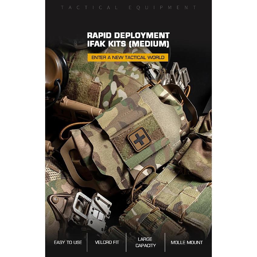 IFAK Pouch Supplies Bag Rapid Deployment First Aid Kit Molle Two-Pieces System Med Roll Carrier Attached to Belt Vest Panels