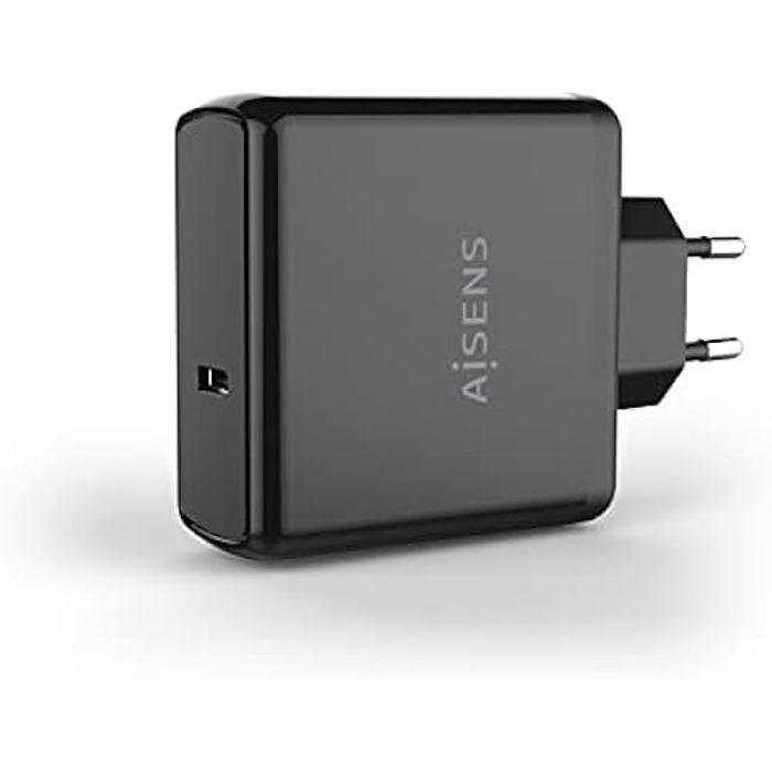 Chargeur - AISENS - ASCH-1PD60-BK - USB-C - 60W - Noir - PD3.0 QC3.0 QC2.0 BC1.2