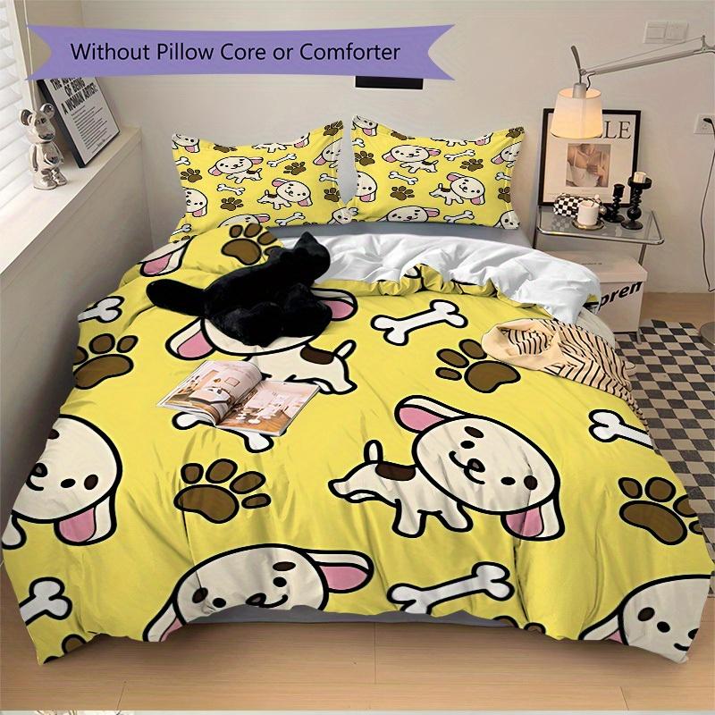 3pcs set Dogs Bones 1 Quilt Cover + 2 Pillowcases, All Seasons Bedroom Setting, Perfect for Home and Dorm Decor a146