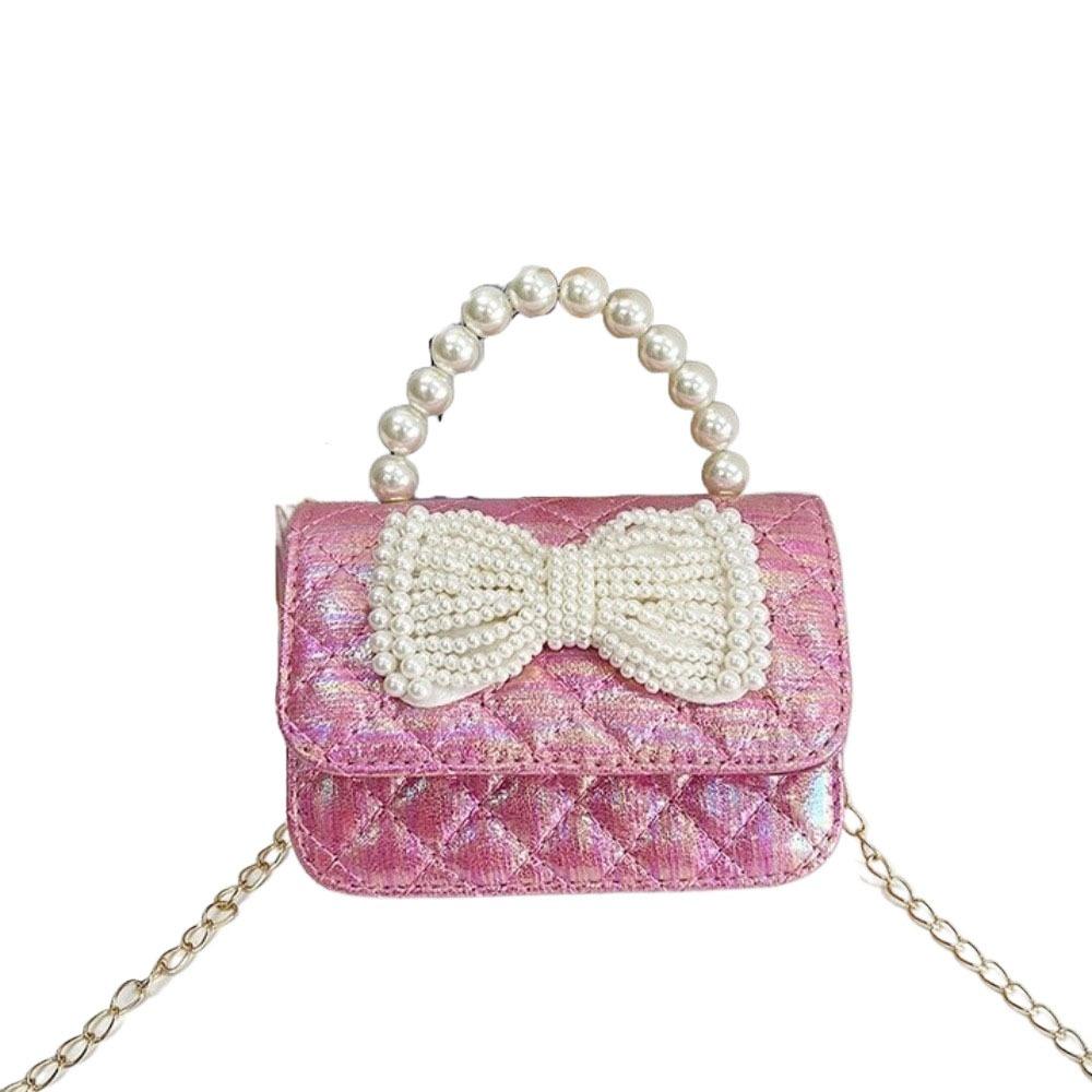 Mini Bow Crossbody Bag Korean Style Children Coin Purse Simple Pearl Handbag  Kids