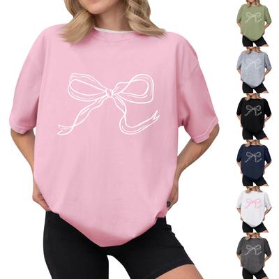 Women's Casual Printed T-Shirt Round Neck Pullover Short Sleeve Top