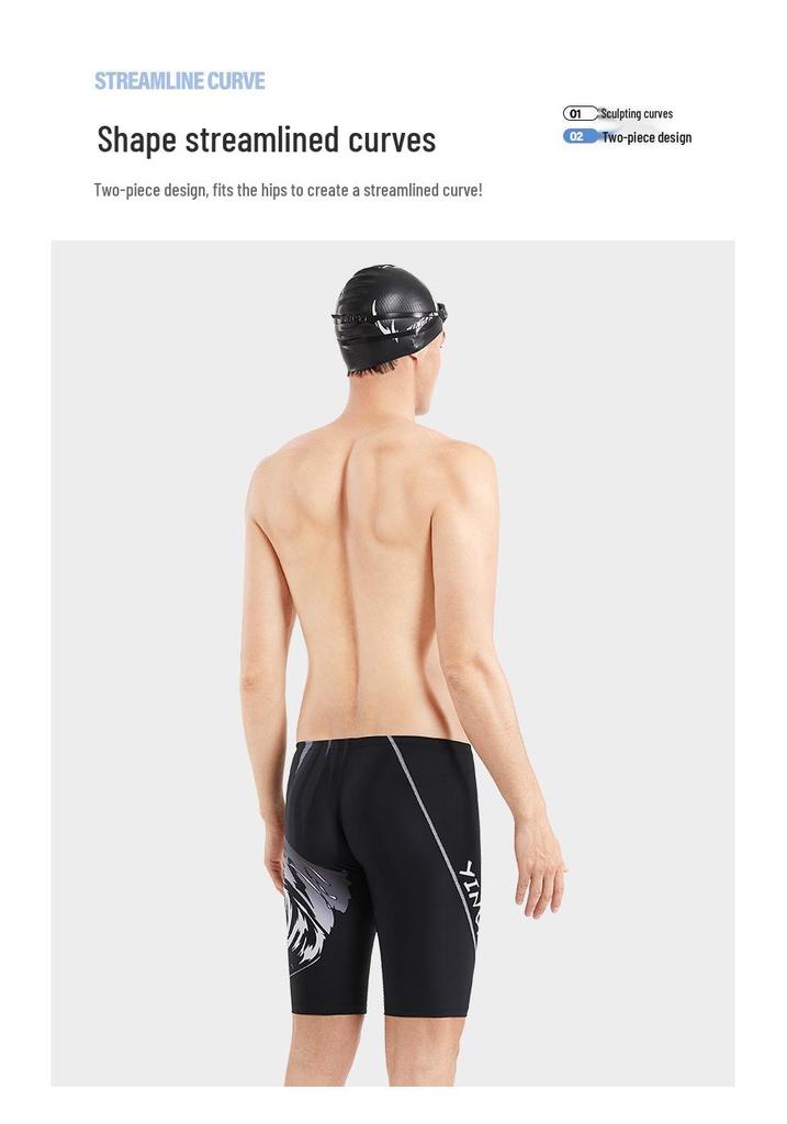 Yingfa Men's Quick-Dry Competition Boxer Swim Trunks, 2024 Style, Anti-Embarrassment Design for Professional Training.