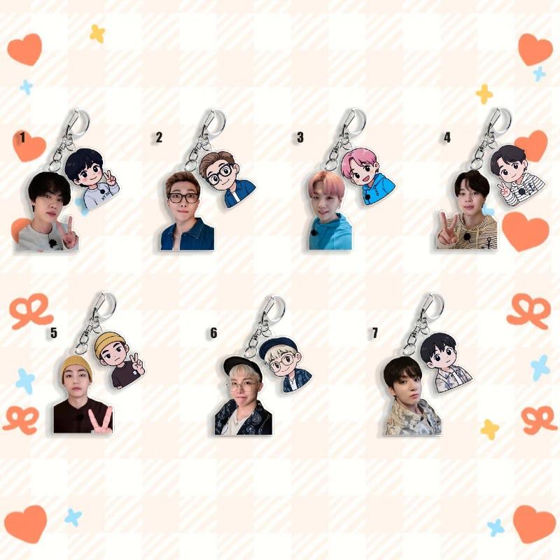 BTS Keychains, Real-life and Cartoon Character Pendants, Clothing Decorations, and Celebrity Merchandise Support Ornaments
