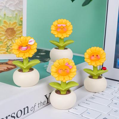 Warm Sunflowers, Cute Simulation Potted Resin Ornaments, Desktop Decorations, Sunflower Small Ornaments