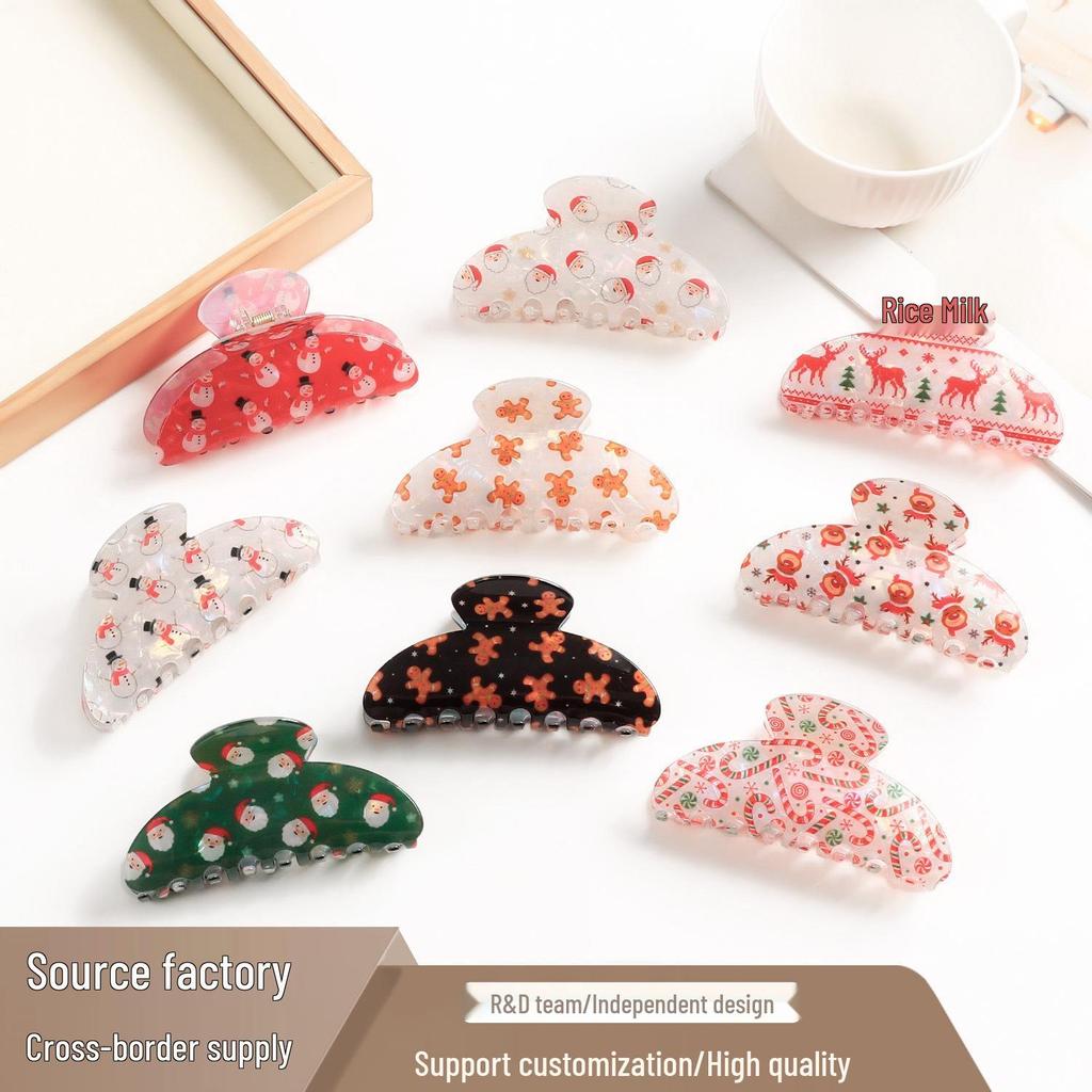 Zhuyao Pince à Cheveux Griffe Noël Grande - Pince Requin Festive pour Femmes