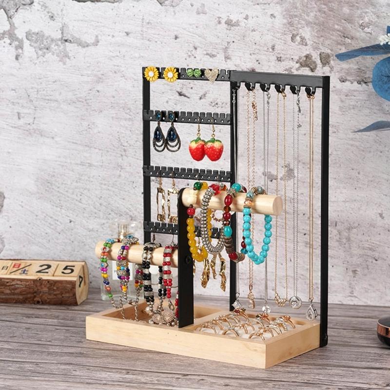 Iron Jewellery Stand Organiser Necklaces Bracelets Earring Jewelry Display Shelf for Bedroom 4Tier Display Stand Holder