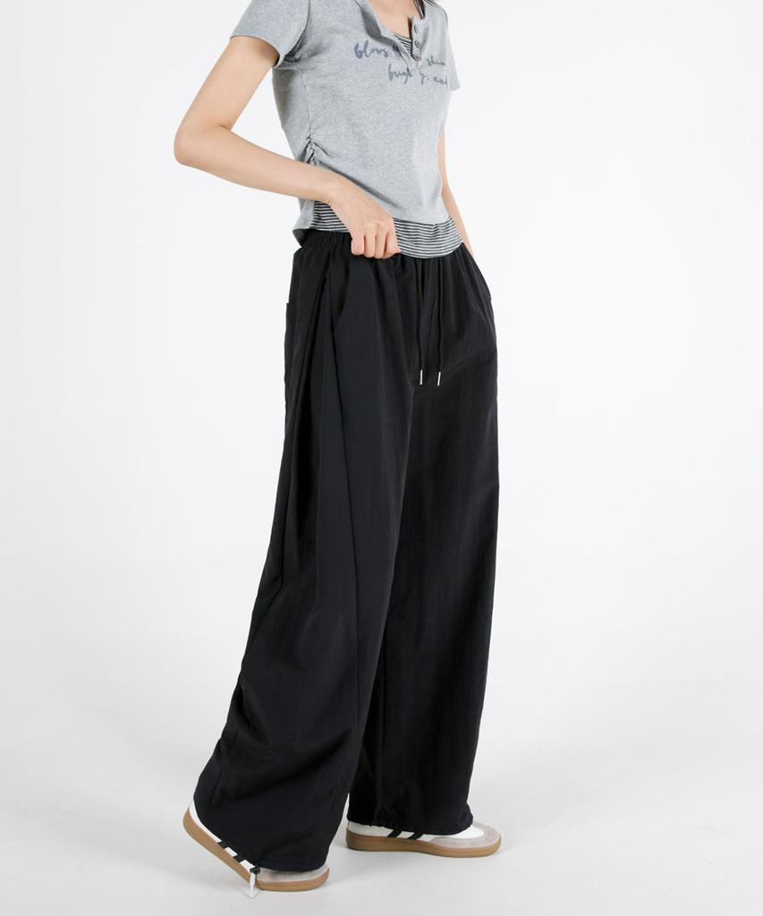 UMM Women'S Long/Short Selection Side Pintuck Wide Pants 3 Colors