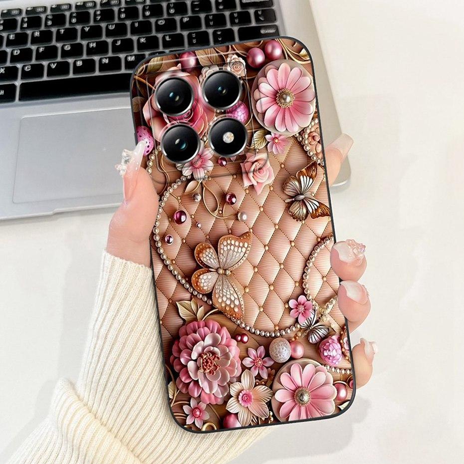 Beautiful Floral Phone Case For Xiaomi 14T Pro Soft Silicone Shockproof Cover For Xiaomi 14T 14 T Pro 5G Cases Bumpers