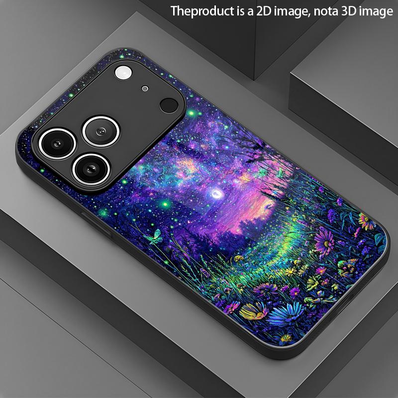 Star Cluster Pattern 2D Phone Case for iPhone 17 16 15 14 13 12 11 X XR XS Max Pro 8 Plus - Glass Protective Cover