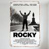 Rocky Black and White Movie Poster Metal Tin Sign Vintage Cast Names Statue Trees Art Plaque for Man Cave Bar Home Decor Wall De