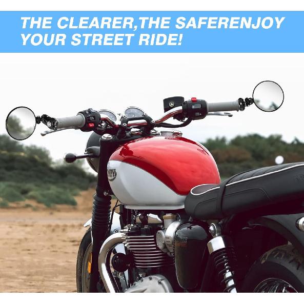 MICTUNING Universal Motorcycle Mirrors - 3 Inch Round Folding Bar End Side Mirror Compatible With Honda, Scooter, Suzuki, Yamaha, Kawasaki, Victory