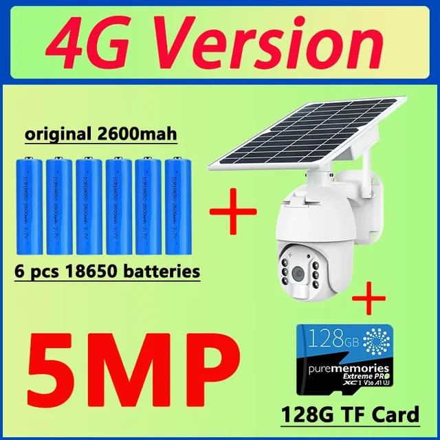

5MP 4G SIM-карта 8W Solar Charge Outdoor IP CCTV WIFI Wireless Security PTZ PIR Motion Surveillance Video Camera 5MP 4G battery 128G