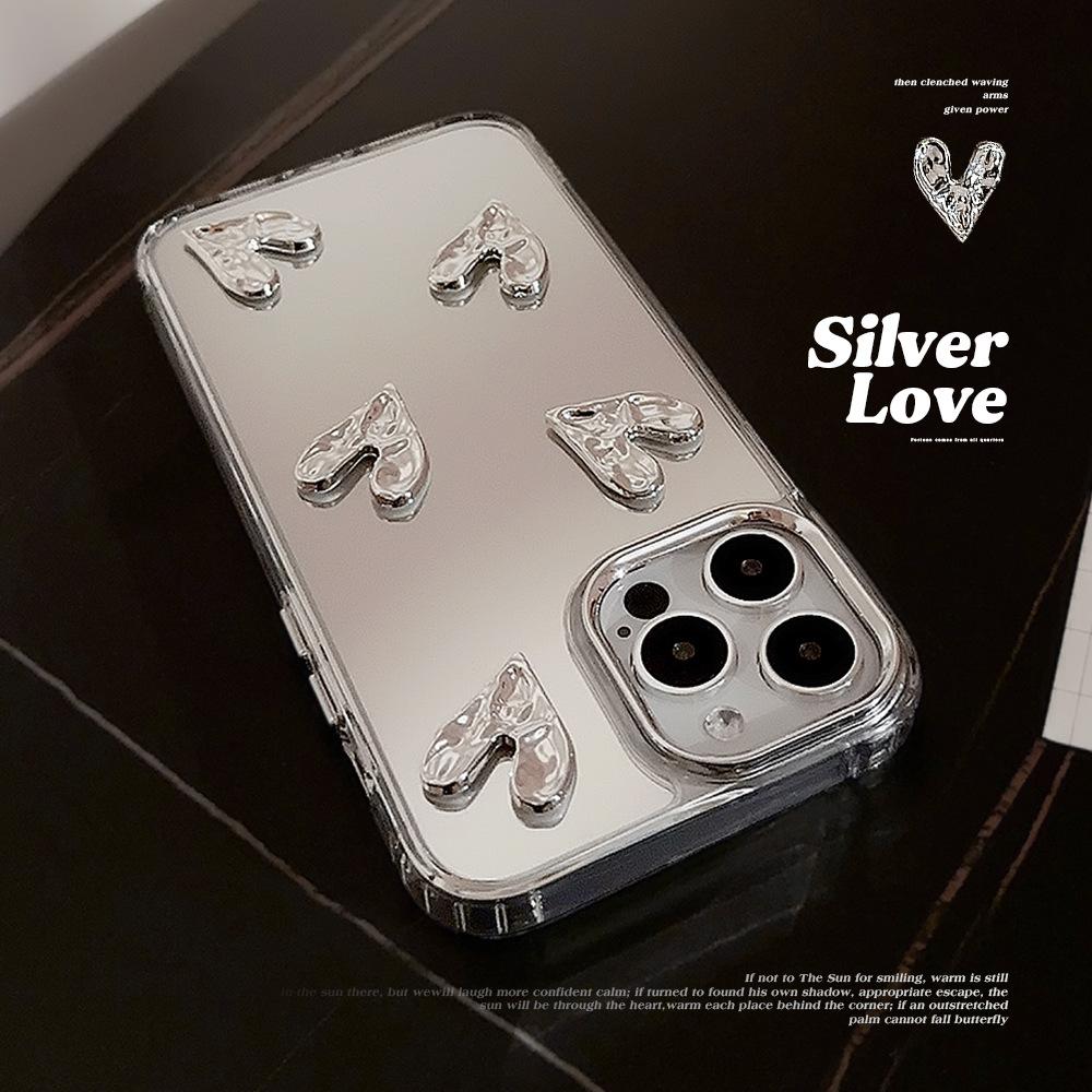 Three Dimensional Electroplating Love 13 Suitable for 11 Apple 15 ProMax Mobile Phone Case Mirror IPhone 16 High End Sense 14 Hard