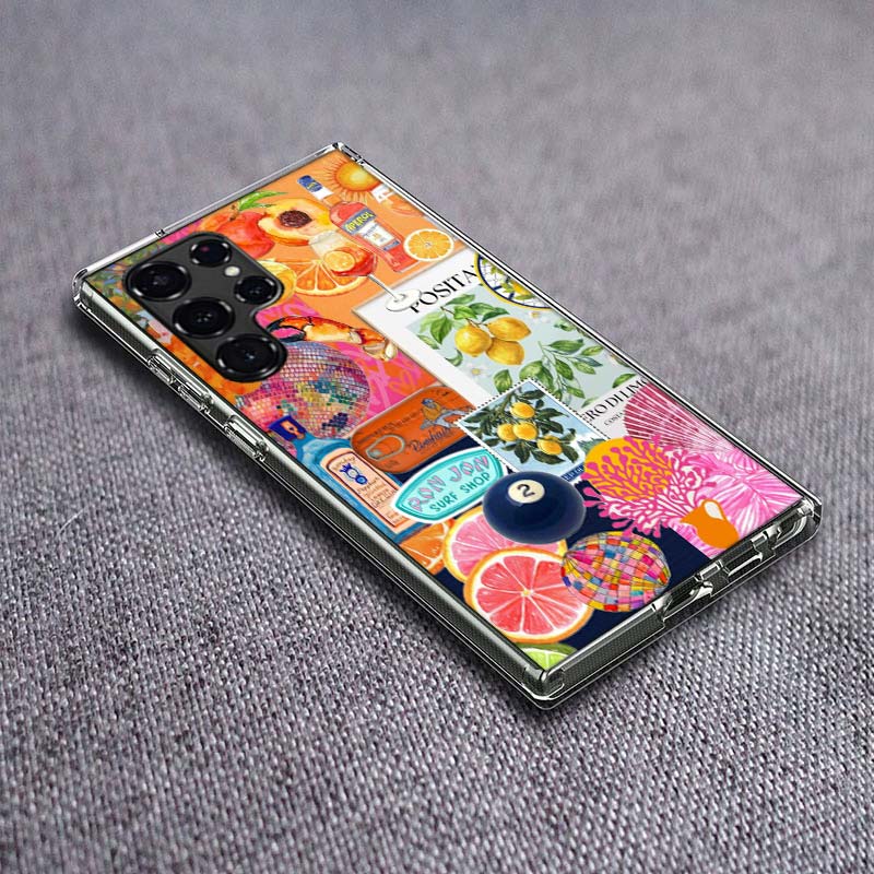 

Seaside Scenery Wine Lemon Phone Case For Samsung Galaxy S24 S23 S21 S20 FE S22 S26 Ultra S25 Edge S10 Plus Cover Clear TPU Capa Samsung S23 FE