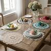 Elegant Lace Trim Embroidered Table Cover White Hollow Lace Table Cloth Round Doily Coffee Coaster Home Decor