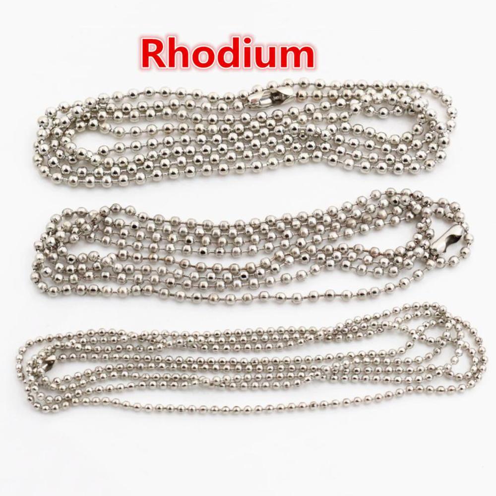 

5pcs/lot 3 Size 1.5mm and 2.0mm and 2.4mm 7 Colors Plated Ball Beads Chain Necklace Bead Connector 65cm(25.5 inch) 1.5mm