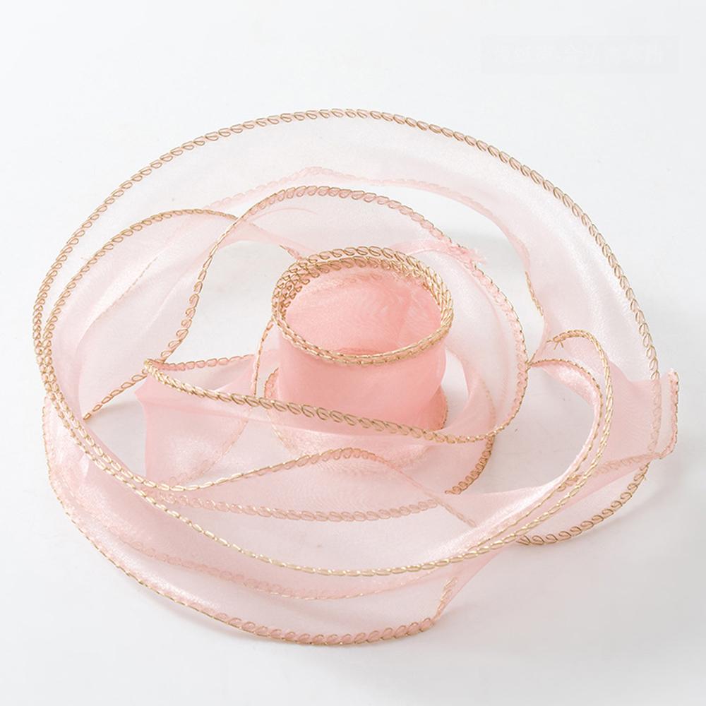 10yards Organza Ribbon Golden Wave Wired Ribbon Gift Bouquet Packaging,Handicrafts,Christmas Birthday Wedding Party Decoration