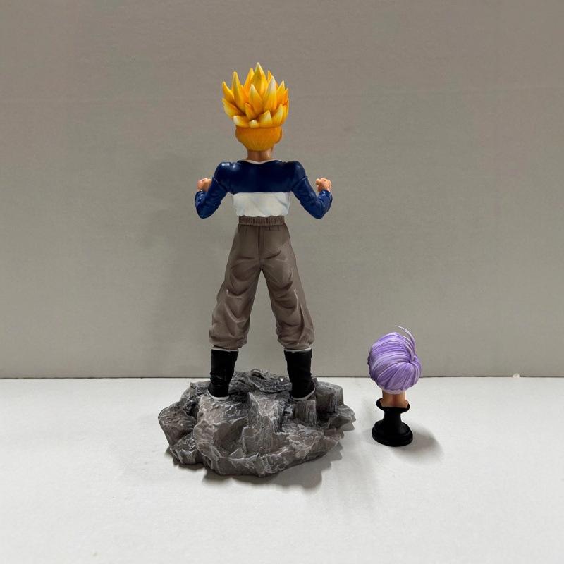 Dragon Ball Crying Trunks Double Head Carving Standing Position Anime Peripheral Figure Model Ornament Table Toy Gifts